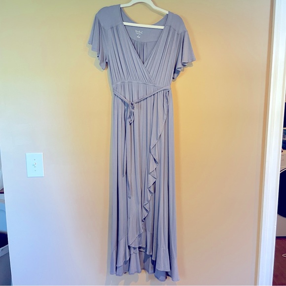 Isabel maternity super soft Lavender faux Wrap flutter sleeve Dress M - Picture 1 of 11